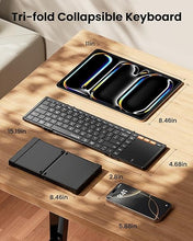 Load image into Gallery viewer, ProtoArc Foldable Keyboard with Touchpad, XK01 TP Folding Portable Keyboard, Full Size Keys, Large Trackpad Bluetooth Travel Keyboard for iPad, iPhone, Laptop PC Tablets -Black

