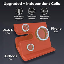 Load image into Gallery viewer, BLACK+DECKER 3 in 1 Charging Station for Apple Multiple Devices, Wireless Foldable Travel Charger for Multiple Devices iPhone 16 15 14 13 Pro Max Plus &amp; Apple Watch Series/AirPods (Coral Rose)
