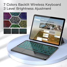 Load image into Gallery viewer, XIWMIX Ultra-Slim Wireless Bluetooth Keyboard with Touchpad - 7 Colors Backlit Universal Rechargeable Keyboard for iPad Pro/iPad Air/iPad 9.7/iPad 10.2/iPad Mini and Other iOS Android Windows Devices
