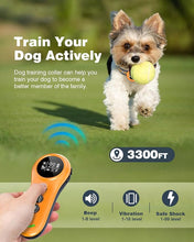 Load image into Gallery viewer, 2-in-1 Dog Shock Collar &amp; Dog Bark Collar - Smart Anti Barking Dog Training Collar with 5 Adjustable Sensitivity &amp; 3300FT Remote for All Breeds IP67 Waterproof Rechargeable E-Collar (Orange)
