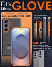 Load image into Gallery viewer, for Samsung Galaxy S25 Compatible with MagSafe Magnetic Heavy Duty Slide Hip Phone Cover with Kickstand for Galaxy S25 - Black &amp; Orange
