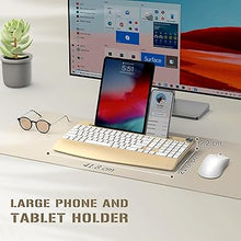 Load image into Gallery viewer, Wireless Keyboard and Mouse - Full-Sized Ergonomic Keyboard with Wrist Rest, Phone Holder, Volume Knob,2.4 Silent Cordless Keyboard Mouse Combo for Computer, Laptop, PC, Mac, Apple-Gold White
