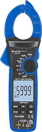 Jonard Tools ACM-1000 Digital Clamp Meter, 1000V/1000A TRMS Multimeter with 45mm Clamp, Non-Contact Voltage Tester, Measures AC/DC Voltage, Current, Continuity, Frequency, Capacitance