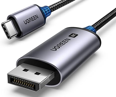 UGREEN USB C to DisplayPort 1.4 Cable 8K@60Hz 4K@240Hz Unidirectional Thunderbolt 4/3 to DisplayPort Cord USB C to DP 32.4Gbps Compatible iPhone 16, MacBook Pro/Air, iPad, Mac Mini, Galaxy, XPS, 3.3FT