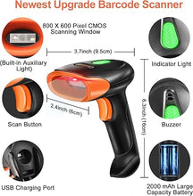 Load image into Gallery viewer, KUIIYER Wireless Barcode Scanner, 2D QR 1D Bar Code Scanners Handheld Barcode Reader with Updated 800 X 600 Pixel CMOS, Plug &amp; Play for Warehouse, Library, Supermarket, Square POS System &amp; More
