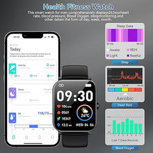 Load image into Gallery viewer, Smart Watch, 1.85&quot; HD Smartwatch for Men Women (Answer/Make Calls), Fitness Watch with 120+ Sports Modes, IP68 Waterproof, Heart Rate/Sleep Monitor, Activity Trackers for iOS/Android (Black)
