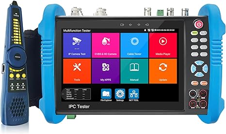 Rsrteng IPC-9800MOVTADHS Pro Full Features CCTV Camera Tester 7-inch IPS Touch Screen Monitor CCTV Tester with HD-TVI HD-CVI AHD SDI IP Camera Support DMM TDR Features POE 8K HDMI