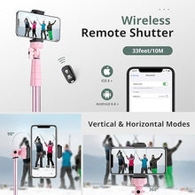 Load image into Gallery viewer, SENSYNE 72" Phone Tripod &amp; Selfie Stick, Extendable Cell Phone Tripod Stand with Wireless Remote and Phone Holder, Compatible with iPhone Android Phone, Camera, Pink
