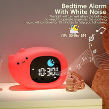 Load image into Gallery viewer, Vivilumens Kids Alarm Clock, Ok to Wake Clock for Kids, Cat-Shaped Cute Toddlers Touch Night Light for Boys Girls, Sleep Training Clocks with 6 White Noise Sound Machine
