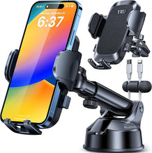 Load image into Gallery viewer, [2024 Upgrade 80LBS Strong Suction]YRU Car Phone Holder Mount,[Bumpy Road Stable]Dashboard Cell Phone Holder for Car Air Vent Windshield Phone Stand for iPhone 15 14 13 12 Pro Max Samsung Truck, Black
