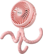 Load image into Gallery viewer, AMACOOL Battery Operated Stroller Fan Flexible Tripod Clip On Fan with 3 Speeds and Rotatable Handheld Personal Fan for Car Seat Crib Bike Treadmill (Pink)

