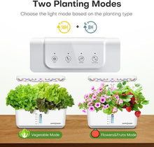 Load image into Gallery viewer, Indoor Garden Hydroponics Growing System: 10 Pods Plant Germination Kit Aeroponic Herb Vegetable Growth Lamp Countertop with LED Grow Light - Hydrophonic Planter Grower Harvest Veggie Lettuce, White
