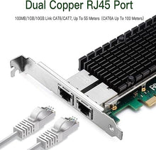 Load image into Gallery viewer, 10G Network Card with Intel X540 Chip, 10GB PCI-E NIC Compare to Intel X540-T2, Dual RJ45 Port PCI Express X8 Ethernet Adapter Support Windows/Windows Server/Linux/Freebsd/VMware ESXi
