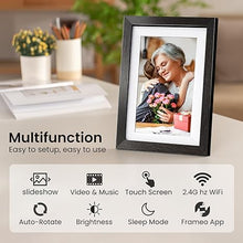 Load image into Gallery viewer, 10.1&#39;&#39; Frameo Digital Picture Frame, 32GB WiFi Digital Photo Frame, 1280x800 IPS Touch Screen, Auto-Rotate, Slideshow, Send Photos/Videos via Free App(Black Wood Frame)
