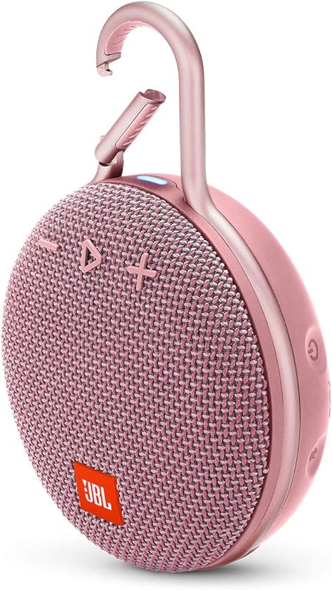 JBL Clip 3, Dusty Pink - Waterproof, Durable & Portable Bluetooth Speaker - Up to 10 Hours of Play - Includes Noise-Cancelling Speakerphone & Wireless Streaming