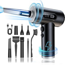 Load image into Gallery viewer, Electric Compressed Air Duster, 3-Gear Dust Blower for Computers Cordless PC Dusters Keyboard Electronics Cleaning Kit - 50000RPM 6000mAh Rechargeable with LED Light Display
