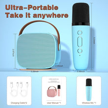 Load image into Gallery viewer, IROO Mini Karaoke Machine for Kids, Portable Bluetooth Speaker with Wireless Microphone, Music Player Toys Gifts for Boys Girls 4, 5, 6, 7, 8, 9, 10 +Year Old Birthday Christmas Party Home(Blue)
