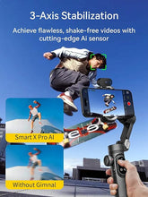 Load image into Gallery viewer, Gimbal Stabilizer for iPhone, Gimbal w/AI Vision Sensor for Face Tracking, 3-Axis iPhone Gimbal w/OLED Display for Vlog Recording, Compatible with iPhone/Android-Smart AI XPro Black
