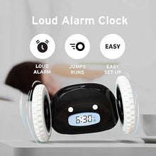 Load image into Gallery viewer, CLOCKY Extra Super Loud Alarm Clock for Heavy Sleepers Adults Kids Teens Bedroom, Move Jump Roll Run Away Easy to Set Smart Digital Alarm Clock on Wheels -Funny Gag Gift (Black)
