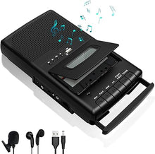 Load image into Gallery viewer, Shoebox Cassette Player Recorder- Tapes/USB/External Audio Recorder - Cassette Tape to USB Digital Converter- USB Player- Lapel Microphone- Retractable Handle- Built-in Speaker- 3.5MM Earphone
