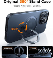 Load image into Gallery viewer, TORRAS 360°Spin for iPhone 16 Pro Case with Camera Control Button, Fit for MagSafe, Built-in Kickstand &amp; Ring Holder, Mil-Grade Protective Camera Capture Cover Case for iPhone 16 Pro, Black 6.3''
