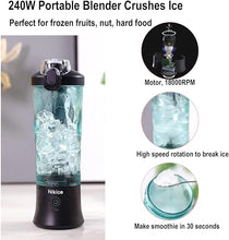 Load image into Gallery viewer, Nikice Portable Blender, Personal Blender for Shakes and Smoothies, 20 Oz BPA Free Cup, Waterproof Blender with USB Rechargeable can crushes ice (Black)
