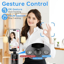 Load image into Gallery viewer, Auto Face Tracking Tripod 360° Rotation Phone Stand, No App, Face Body Phone Camera Stand with Remote and Gesture Control, Rechargeable Smart Shooting Stand with Light (Regular Edition)

