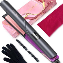 Load image into Gallery viewer, LANDOT Flat Iron Hair Straightener 1-inch: Professional Ceramic Hair Straightening Iron - Dual Voltage Straightener and Curler 2 in 1 with Adjustable Temp from 250F to 450F
