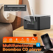 Load image into Gallery viewer, Portable CD Player with Speakers Dual,Rechargeable CD Player Bluetooth,Boombox CD Player with FM Radio,Plays CD/MP3 Disc/USB/TF,Headphone Jack,Charger Included.
