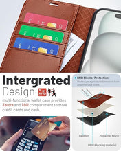 Load image into Gallery viewer, OCASE Compatible with iPhone 16 Wallet Case, PU Leather Flip Folio Case with Card Holders RFID Blocking Kickstand [Shockproof TPU Inner Shell] Phone Cover 6.1 Inch 2024, Dark Brown
