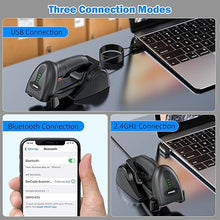 Load image into Gallery viewer, Symcode QR Industrial Bluetooth Barcode Scanner with Wireless Charging Stand, Wireless 2D 1D Bar Code Scanner Drop Protection Shock Dust Proof Hands Free Auto-Sensing Stand Barcode Scanner
