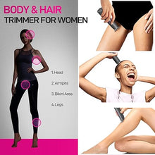 Load image into Gallery viewer, PRITECH Hair Trimmer for Women, Waterproof Bikini Trimmer for Women for Wet &amp; Dry Use, Rechargeable Pubic Hair Trimmer Women, Women Electric Razor&amp;Shaver with Standing Recharge Dock, Aurora Gray
