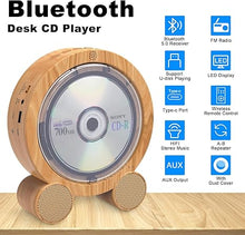 Load image into Gallery viewer, WOKALON Portable CD Player with Headphones, Desktop Bluetooth CD Players for Home with LCD Screen Display Built in HiFi Speakers Support Timed Music ON/Off CD Bluetooth FM USB SD, Woodgrain, SN3037
