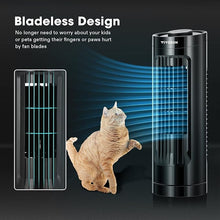 Load image into Gallery viewer, VIVOSUN 13'' Tower Fan, Bladeless Desk Fan with 3 Speeds and 70° Oscillation, Portable and Compact, Quiet Cooling Fan for Home and Office, Black
