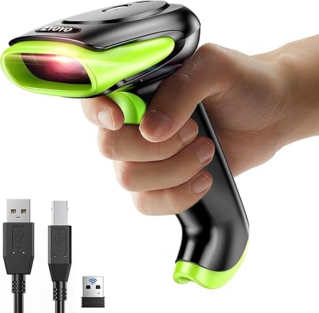 Eyoyo 2D Wireless Barcode Scanner,[2.4G Wireless&Bluetooth&USB Connection],Ergonomics Handheld Barcode Scanner Reader, Automatic Fast Accruate Scanning 2D 1D QR Code,Compatible with iphone,ipad,laptop