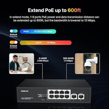 Load image into Gallery viewer, 8 Port Full Gigabit PoE+ Switch with Rack Mount Ears, with 2 Gigabit Uplink Ports Up to 30W Per PoE Port, Total Budget 120W, 48 Volt 803.af/at Compliant, Compatible with PoE IP Cameras VOIP Phones
