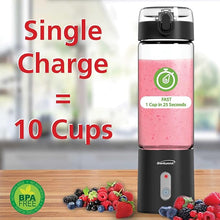 Load image into Gallery viewer, BRENTWOOD RJB-100BK Portable Battery-Operated USB-Chargeable Glass Blender, 17 oz, Black
