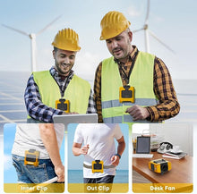 Load image into Gallery viewer, 2024 Upgrade Portable Fan 10000mAh Rechargeable Portable Waist Clip Fan 15500RPM Neck Fan With Max 12H Working Time, 3-speed adjustment with LED flashlight Suitable for Outdoor Jobsite and etc(Yellow)
