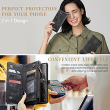 Load image into Gallery viewer, SZHAIYU 2 in 1 Detachable for Samsung Galaxy S24 Ultra Wallet Case with Card Holder, Retro Premium Flip Leather Cover Magnetic Zipper Pocket Phone Cases 6.8&#39;&#39; (Black, S24 Ultra)
