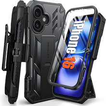 Load image into Gallery viewer, FNTCASE for iPhone 16 Phone Case: Rugged Protective Belt Clip Holster Heavy Duty with Built in Kickstand &amp; Built-in Screen Protector | 360 Full Protection Shockproof Cover, 6.1inch (Black)
