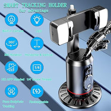 Load image into Gallery viewer, Auto Face Tracking Tripod 360° Rotating Auto Tracking Phone Stand, No App, Gesture Control Smart Shooting Camera Mount with Selfie Light and Remote for Live Vlog Streaming Video Tiktok-Rechargeable
