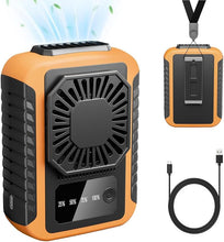 Load image into Gallery viewer, Portable Waist Fan,6000mAh Rechargeable ?aist Fan,3 Speeds 5600RPM Strong Cooling Personal Waist Fan,USB Charging Under Shirt Clip Fan 20H Working,Neck Handheld Fan for Hiking Camping,Orange

