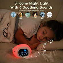 Load image into Gallery viewer, Vivilumens Kids Alarm Clock, Ok to Wake Clock for Kids, Cat-Shaped Cute Toddlers Touch Night Light for Boys Girls, Sleep Training Clocks with 6 White Noise Sound Machine
