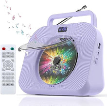 Load image into Gallery viewer, CD Player with Bluetooth?Double HiFi Sound Speakers?Sleep Mode,CD Player Portable,Support AUX/USB/Headphone Jack/Music Fiber Optics/FM Radio Boombox for Home,Office(Purple)
