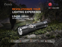 Load image into Gallery viewer, Fenix LD45R 2800 Lumens Zoomable USB-C Rechargeable Flashlight with Stepless Adjustable Focus Between Spotlight and Floodlight with OLED Display and Lumentac Organizer
