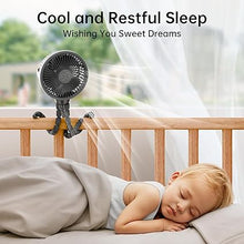 Load image into Gallery viewer, GUSGU Stroller Fan Clip on for Baby, Flexible Tripod &amp; Rechargeable Battery, Small Personal Fan, Mini Portable Fan for Travel, Handheld, Car (Black)
