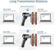 Load image into Gallery viewer, Symcode 2D QR Bluetooth Barcode Scanner with Screen Display with Charging Base,3 in 1 Compatible with Bluetooth &amp; 2.4GHz Wireless &amp; Wired Connection with 1.8 inch TFT Color LCD Screen
