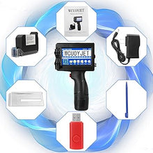 Load image into Gallery viewer, H760 Handheld Inkjet Printer, Printing Height 0.08-0.5 Inch Portable Handheld Printer with 42ml Quick-Drying Ink Cartridge 4.3Inch Touch Screen for Text/QRCode/Batch Number/Image/Date/Label/Barcode
