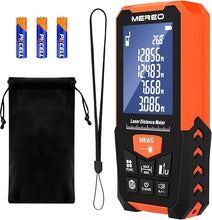 Load image into Gallery viewer, Mereo 165ft Laser Measure with Electronic Level, Digital Laser Distance Meter with High Accuracy, Pythagorean Mode, Backlit LCD Display - Portable Handheld Measuring Tool for Construction and DIY
