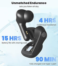 Load image into Gallery viewer, Language Translator Earbuds: 3in1 Translator Earphones 132 Languages &amp; Accents, 7 Offline Translation Packs Translation Device in Real Time fit iOS &amp; Android(Black)
